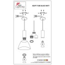 SE21-BL-4-BL2-MS3 ADEPT TUBE Black Pendant Black Metal Shade+