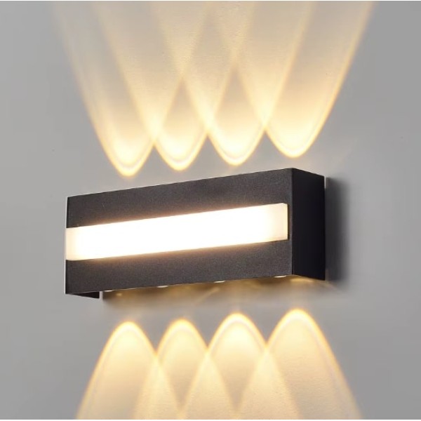 SE LED 105 QUADRA BLACK OUTDOOR WALL LAMP 6+4W 3000K 2 YEARS WARRANTY