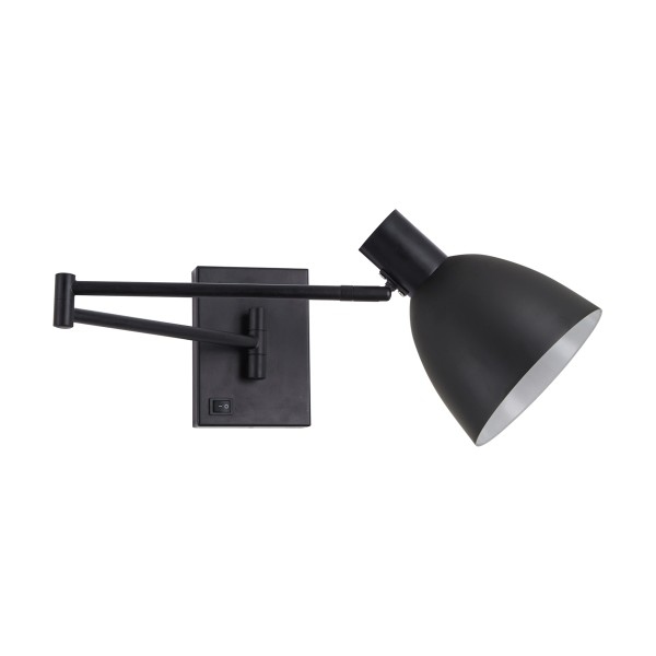 SE21-BL-52-MS2 ADEPT WALL LAMP Black Wall Lamp with Switcher and Black Metal Shade+