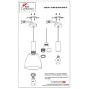 SE21-BL-4-MS2 ADEPT TUBE Black Pendant Black Metal Shade+