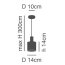 SE21-BL-4-SH2 ADEPT TUBE Black Pendant Grey Fabric Shade+