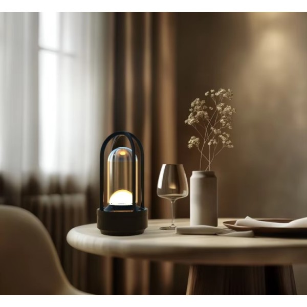 SE LED 17 TARO TABLE BATTERY LAMP LED BLACK  RECHARCHEABLE 9x17,5cm 3.5W 2600mah 3CCT CHARGING 