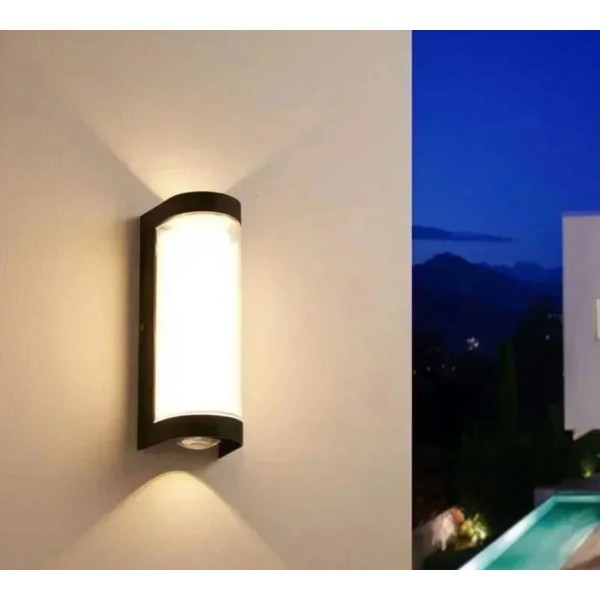 SE LED 180 MODO ROUND OUTDOOR WALL LAMP BLACK 6+6W 3000K