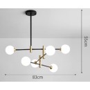 SE21-HA-6 HARUTO BLACK AND GOLD PENDANT OPAL 83x55cm E27*6 MAX60W IP20 2 YEARS WARRANTY