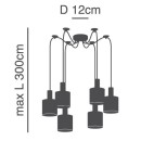 SE21-GM-4-BL6-SH12 ADEPT FLEX Gold Matt Pendant White, Grey, Brown Fabric Shade+