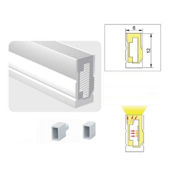 SE-SLO-6 SILICONE SIDE LIGHT OUT 1,2*0,6CM FOR 8MM LED STRIP PRICE PER METER