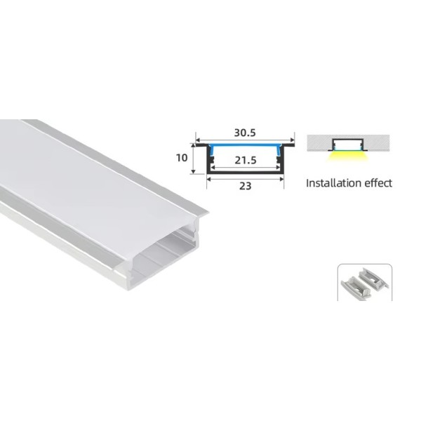 SE-PROL-23 ALUMINIUM PROFILE WITH LACE 2,3*1,0CM FOR 2 LED STRIPS PRICE PER METER