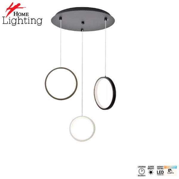 SE LED 26 AINA ROUND BLACK AND WHITE PENDANT 20x40+16+22x100cm 26W IP20 3CCT 2 YEARS WARRANTY+