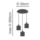 SE21-BR-10-3BL-SH123 MAGNUM FLEX White, Grey,Brown Shade Pendant +