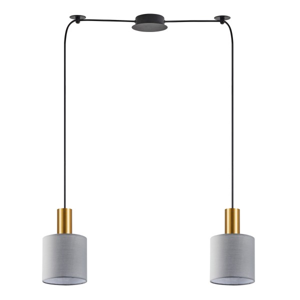 SE21-GM-4-BL2-SH2 ADEPT TUBE Gold Matt Pendant Grey Fabric Shade+