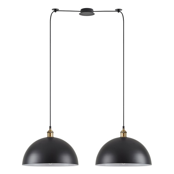 SE21-BR-10-BL2-MS40 MAGNUM Bronze Metal Pendant Black Shade with Black Fabric Cable+