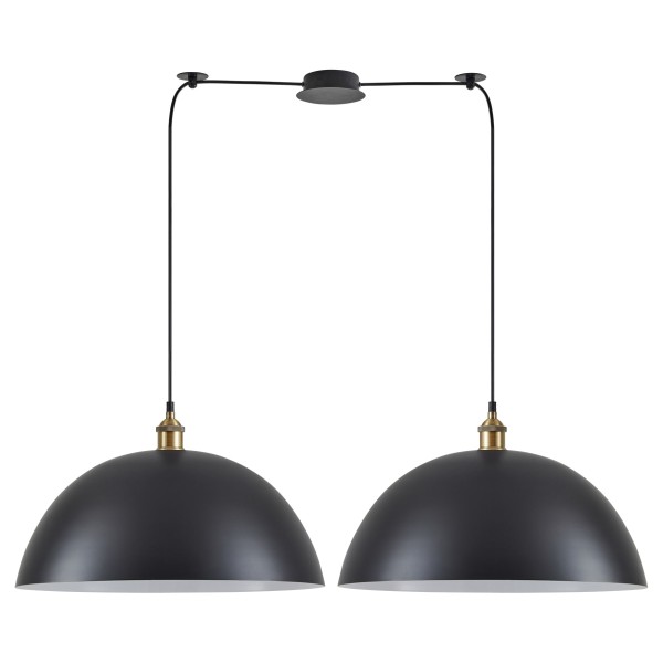 SE21-BR-10-BL2-MS50 MAGNUM Bronze Metal Pendant Black Shade with Black Fabric Cable+