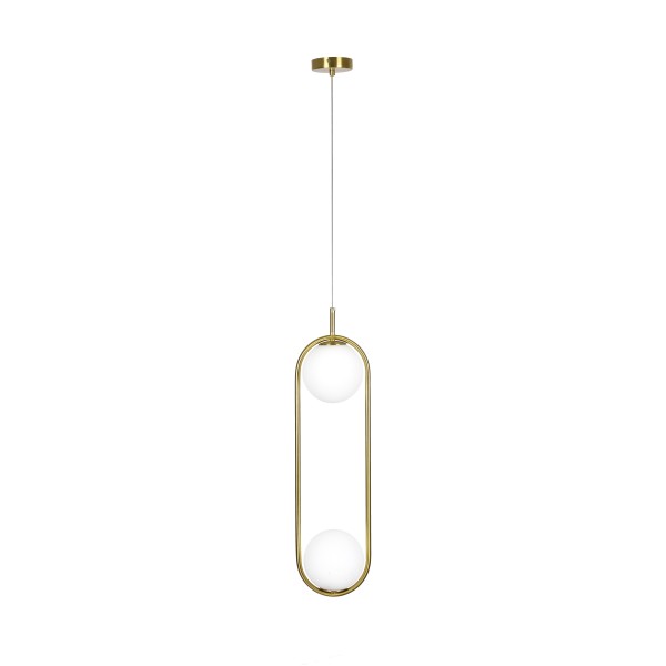 SE 110-2 PRATO PENDANT BRASS GOLD WITH 2 OPAL GLASSES Φ15 Γ4