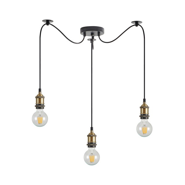 SE21-BR-10-BL3 MAGNUM Bronze Metal Pendant with Black Fabric Cable+