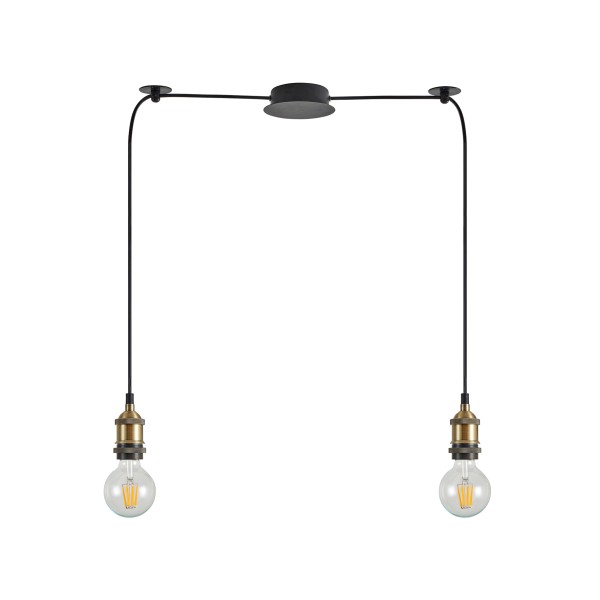 SE21-BR-10-BL2 MAGNUM Bronze Metal Pendant with Black Fabric Cable+