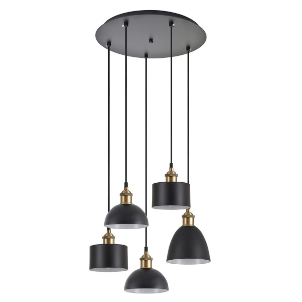 SE21-BR-10-5BL-MS123 MAGNUM FLEX Bronze Metal Pendant Black Metal Shade+