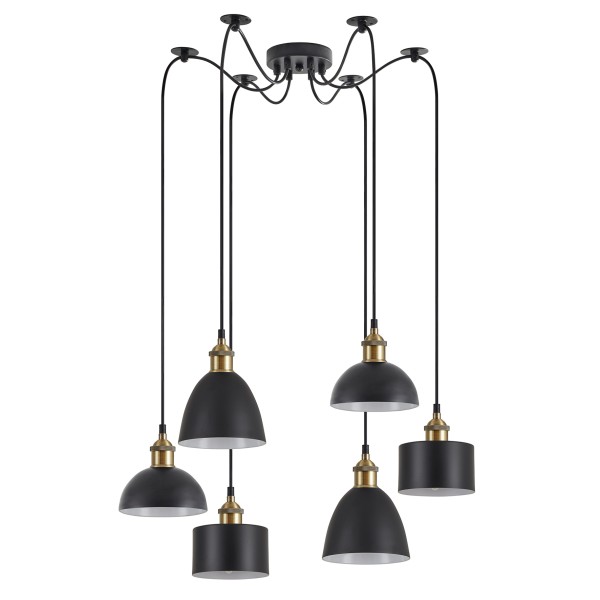 SE21-BR-10-BL6-MS12 MAGNUM FLEX Bronze Metal Pendant Black Metal Shade+