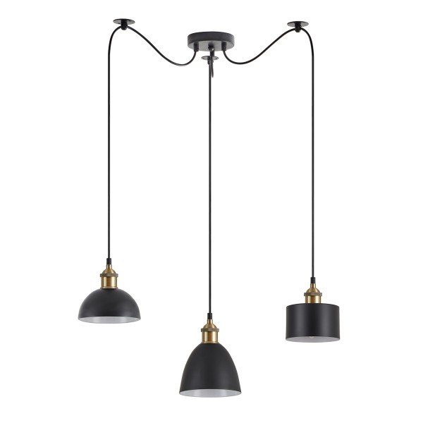 SE21-BR-10-BL3-MS12 MAGNUM FLEX Bronze Metal Pendant Black Metal Shade+