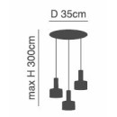 SE21-GM-4-3BL-MS1 ADEPT TUBE Gold Matt Pendant Black Metal Shade+