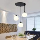 KQ 8865-3A SWIRL BLACK PENDANT WITH WHITE GLASSES Ε3