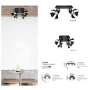 GU12015A-4B (x2) Mystik Packet Metal black ceiling lamp with rotating heads+