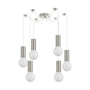 SE21-NM-4-NM6-SH2 ADEPT TUBE Nickel Matt Pendant Grey Fabric Shade+
