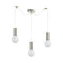SE21-NM-4-NM3-SH2 ADEPT TUBE Nickel Matt Pendant Grey Fabric Shade+