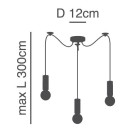 SE21-NM-4-NM3-SH2 ADEPT TUBE Nickel Matt Pendant Grey Fabric Shade+