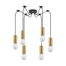 SE21-GM-4-BL6-GR1 ADEPT TUBE Gold Matt Pendant Black Metal Grid+
