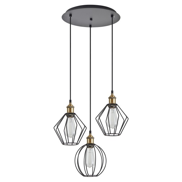 SE21-BR-10-3BL-GR12 MAGNUM FLEX Bronze Metal Pendant Black Metal Grid+