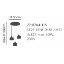 SE21-BR-10-3BL-GR12 MAGNUM FLEX Bronze Metal Pendant Black Metal Grid+