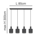 SE21-NM-4-4BL-SH123 ADEPT FLEX Nickel Matt Pendant White, Grey, Brown Fabric Shade+