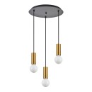 SE21-GM-4-3BL-SH3 ADEPT TUBE Gold Matt Pendant Brown Fabric Shade+