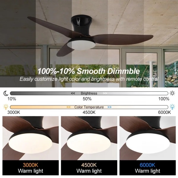  SE LED F100 WINDY BLACK-BROWN FAN 30W*2 SMART WITH CONTROL 100x100x50cm 3000k-6500k 85-265V 2 