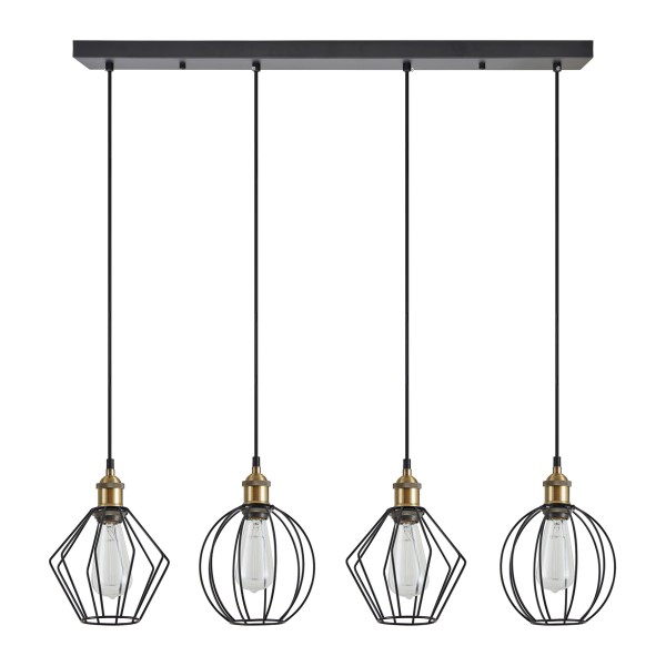 SE21-BR-10-4BL-GR12 MAGNUM FLEX Bronze Metal Pendant Black Metal Grid+