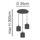 SE21-BL-B10-3BL-MS1 ADEPT PENDANT Black Metal Shade +