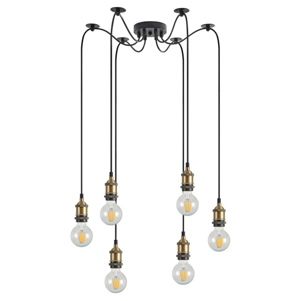 SE21-BR-10-BL6 MAGNUM Bronze Metal Pendant with Black Fabric Cable+
