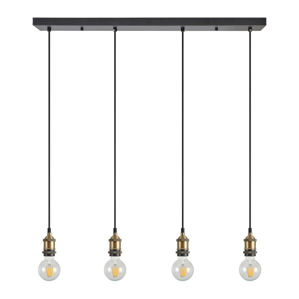 SE21-BR-10-4BL MAGNUM Bronze Metal Pendant with Black Fabric Cable+