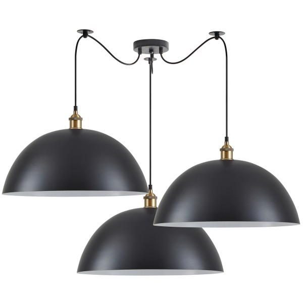 SE21-BR-10-BL3-MS50 MAGNUM Bronze Metal Pendant Black Shade with Black Fabric Cable+