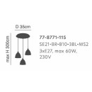 SE21-BR-10-3BL-MS3 MAGNUM BRONZE Black Metal Shade Pendant+