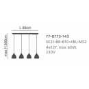 SE21-BR-10-4BL-MS3 MAGNUM BRONZE Black Metal Shade Pendant+
