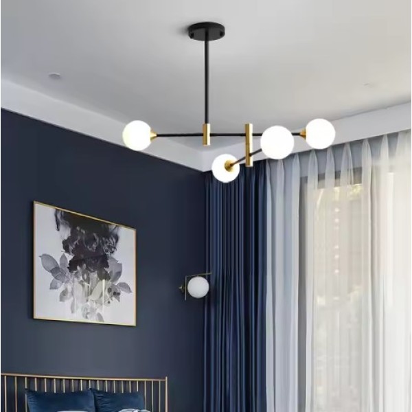 SE21-HA-4 HARUTO BLACK AND GOLD PENDANT OPAL 83x45cm  E27*4  MAX 60W IP20  2 YEARS WARRANTY