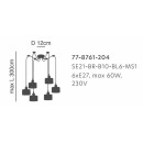 SE21-BR-10-BL6-MS1 MAGNUM BRONZE Black Metal Shade Pendant+