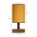 Φωτιστικό επιτραπέζιο Volge Megapap E27 ξύλο/ύφασμα χρώμα μουσταρδί 15x15x34εκ.