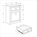 Κομοδίνο μελαμίνης Hampton Megapap χρώμα λευκό 40x38x63εκ.
