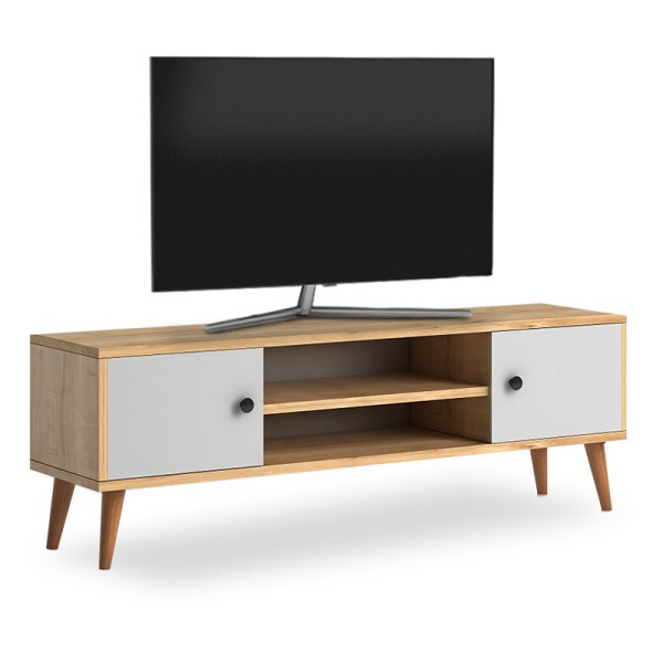 Έπιπλο τηλεόρασης Parma Megapap μελαμίνης χρώμα white - oak 120x30x40εκ.
