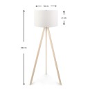 Φωτιστικό δαπέδου Rosling Megapap Mdf/ύφασμα/Pvc χρώμα φυσικό/λευκό 38x21x140εκ.