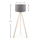 Φωτιστικό δαπέδου Rosling Megapap Mdf/ύφασμα/Pvc χρώμα φυσικό/ανθρακί 38x21x140εκ.