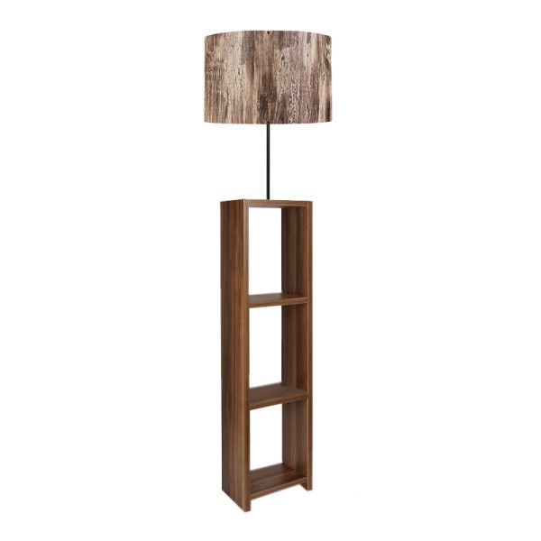 Φωτιστικό δαπέδου Loyd Megapap υφασμάτινο/Pvc/MDF χρώμα καφέ/καρυδί 38x38x150εκ.