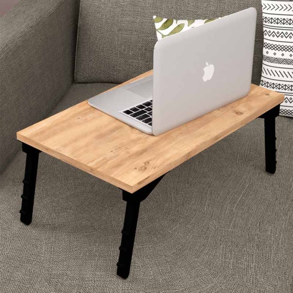 Τραπεζάκι laptop Hola Megapap από μελαμίνη χρώμα pine oak 60x35,5x23,5εκ.